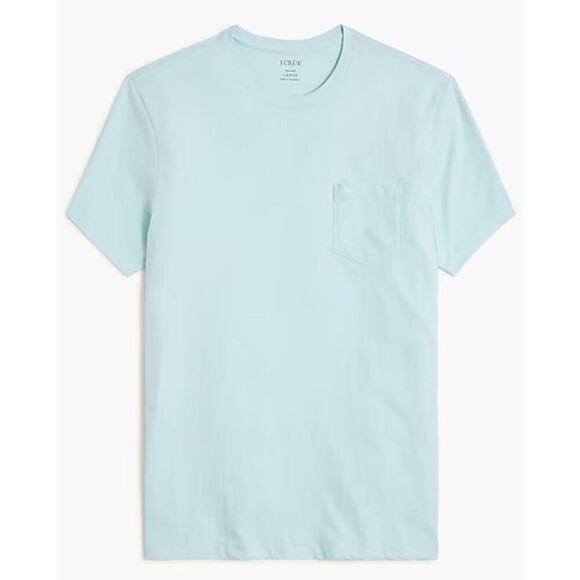 J. Crew Factory Cotton washed jersey pocket tee Cascade Blue S‎ NWT Short Sleeve - Picture 1 of 7